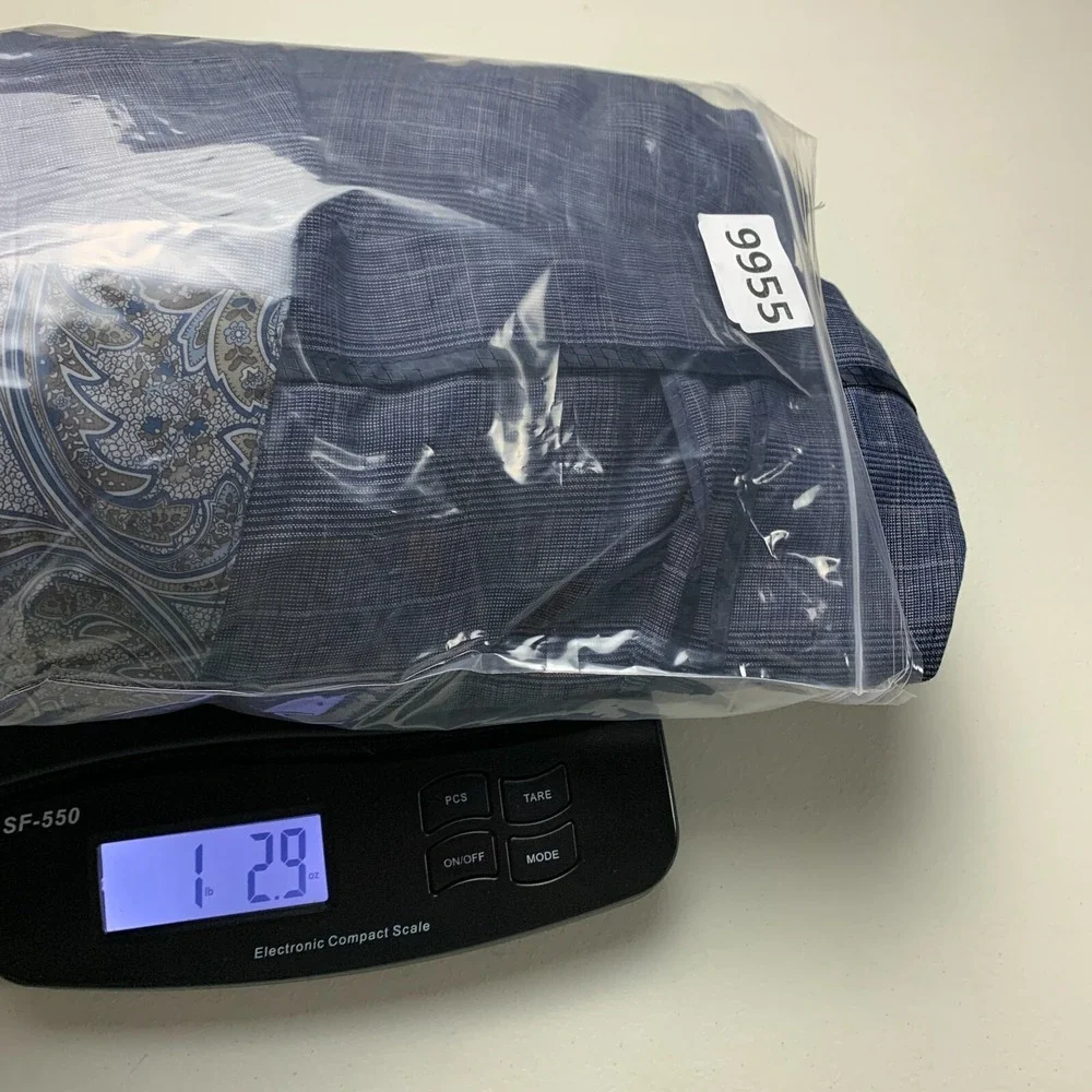 Egara Blazer 100% Linen Windowpane Plaid Navy‎ Unlined Two Button Sport Coat